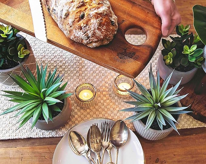 Kurrajong Farmhouse Artificial Plant Indoor | 7" high Fake Plant | Artificial Succulent in Pot | Fake Succulent | Faux Plant in Pot for Desk Decor