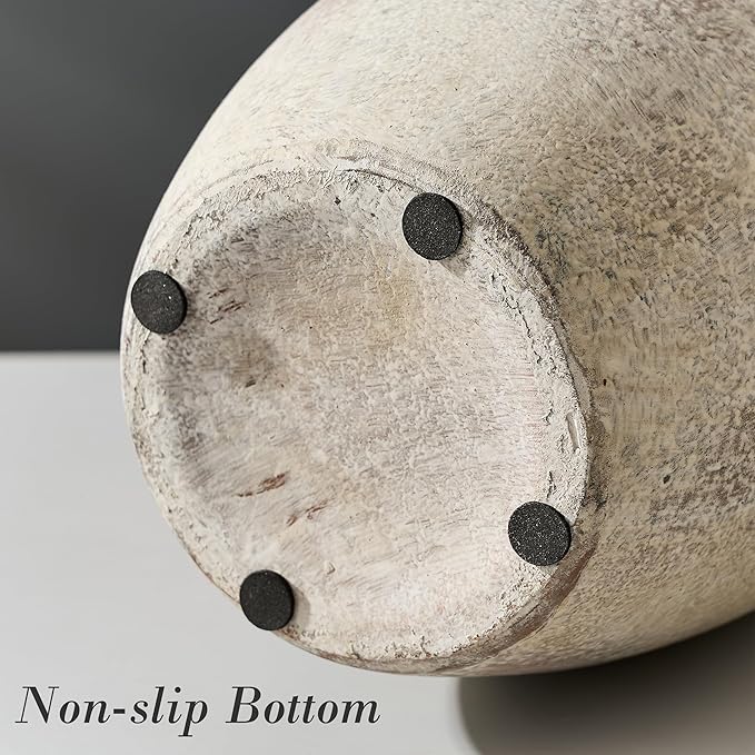 Ceramic Rustic Flower Vase, 8.27 Inch Vintage Pottery Home Decor, Antique Farmhouse Terracotta Vase for Living Room, Table, Shelf, Mantel Decoration, Farmhouse - Natural Brown