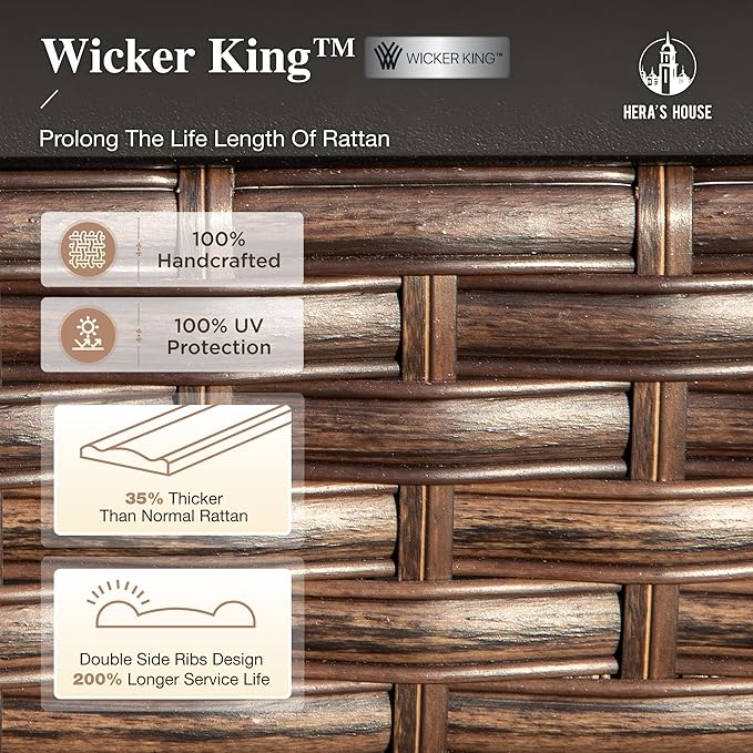 HERA'S HOUSE 4 Piece Patio Furniture Set with 56" Fire Pit Table, 2 x Swivel Cushioned Chair, 1 x 3-Seat Sofa, 5-Seats Outdoor Conversation Set for Lawn Garden Deck, Grey