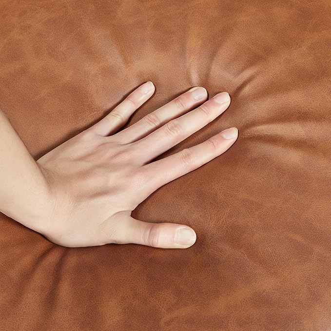 Yaheetech PU Leather Accent Chair, Mid-Century Modern Armchair with Solid Wood Legs, Reading Leisure Chair for Living Room Bedroom Waiting Room, Light Brown, Set of 2