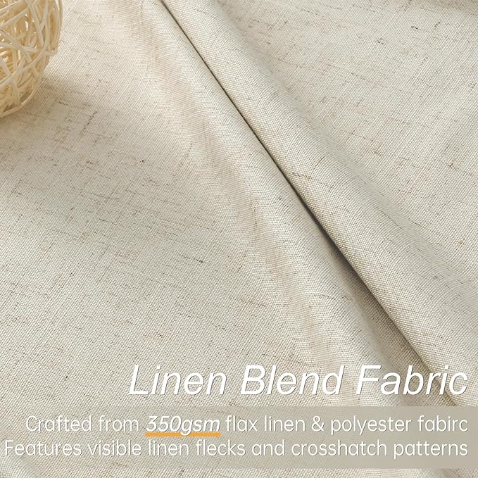 Topfinel 102 Inches Long Cream Colored Custom Total Blackout Linen Curtains, Tan Pinch Pleated Curtains with Pin Hooks for Traverse, Burlap Viral Drapes 2 Panels for Living Room Master Bedroom