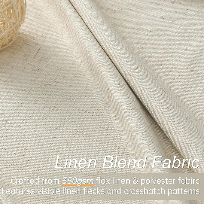 Topfinel 92 Inches Long Custom Tan Black Out Custom Drapery Panels, Burlap Opaque Pinch Pleated Window Coverings, Cream Farmhouse Back Tab Curtains