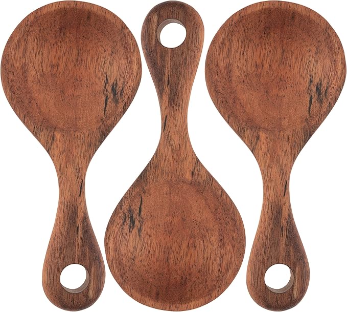 Karma Short Wood Tasting Spoons Set - Short Wood Spoons for Cooking - Wood Kitchen Utensils - Wood - Set of 3