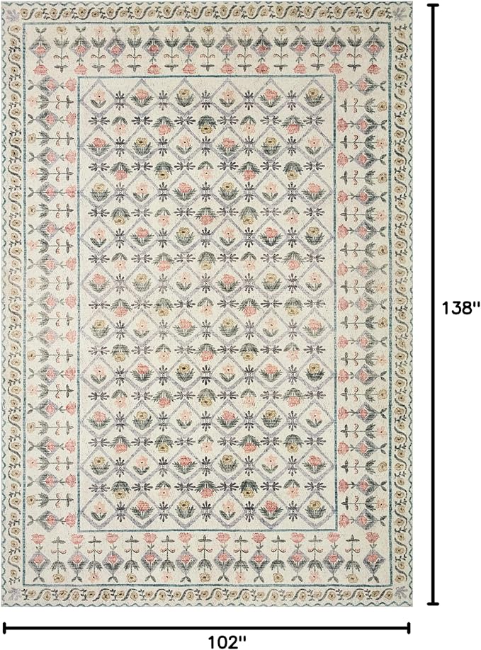 Loloi Rifle Paper Co. Eden Collection EDE-03 Lattice Ivory 8'-6" x 11'-6" Area Rug