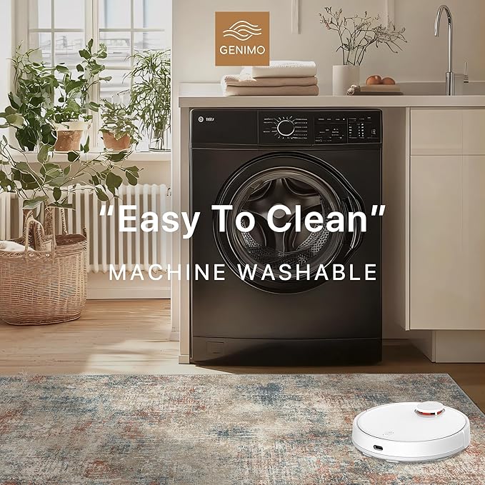 GENIMO Washable Area Rugs for Living Room, 5x7 Modern Non Slip Rugs, Low Pile Lightweight Soft Print Rug for Bedroom, Dining Room, Home Office, Multi