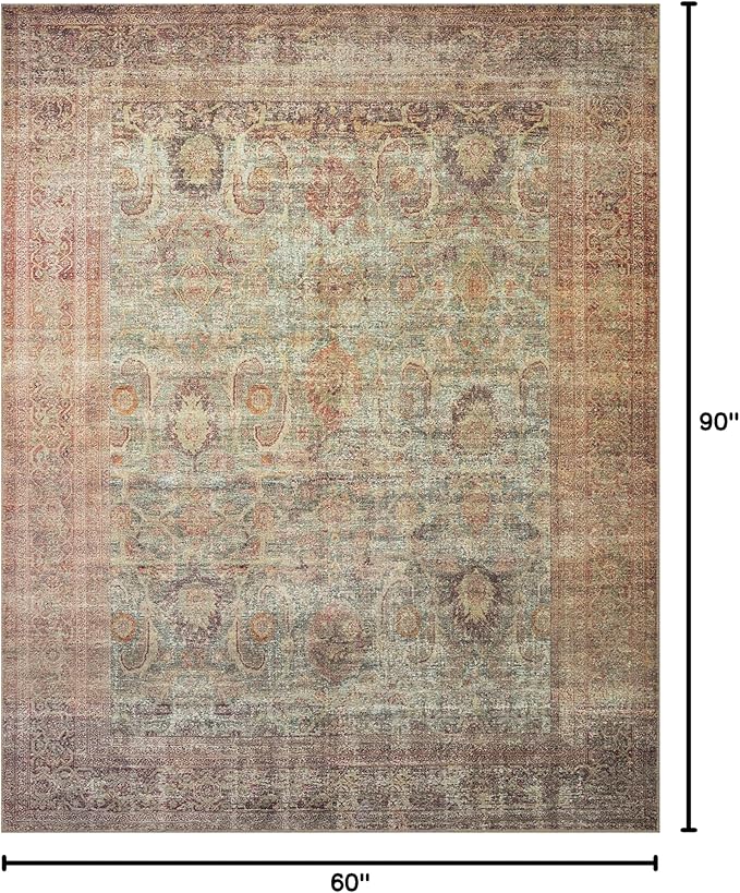 Loloi Amber Lewis Georgie Collection GER-03 Jade/Sunset 5'-0" x 7'-6", .19" Pile Height, Area Rug