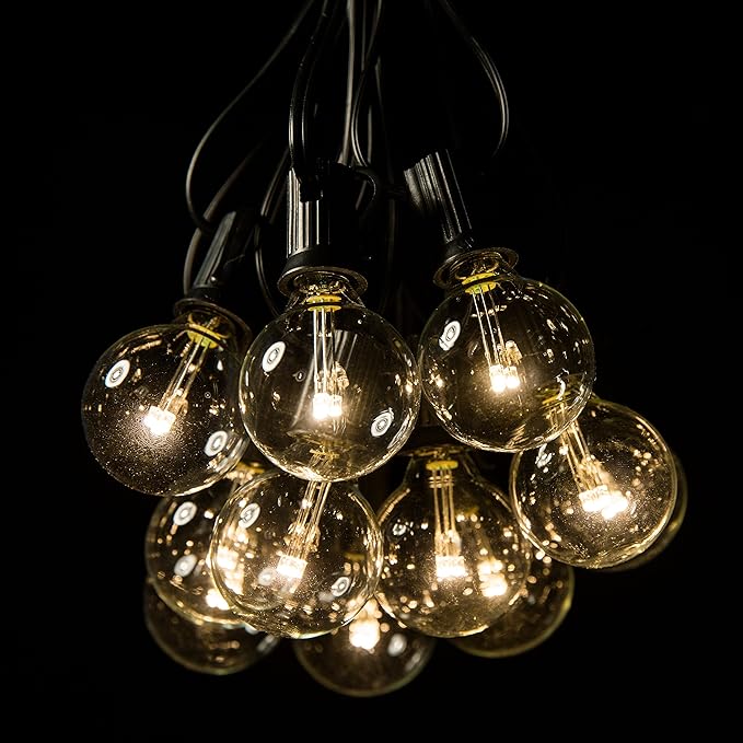 Hometown Evolution, Inc. 100 FT Outdoor LED String Lights - G40 Globe Bulbs (Black Wire) - Outdoor String Lights for Patio, Cafe, Deck, Party & Backyard