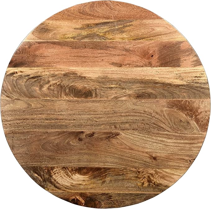 TUP THE URBAN PORT Arthur Mango Wood 35.5 Inch Coffee Table in Round Shape, Dark Brown