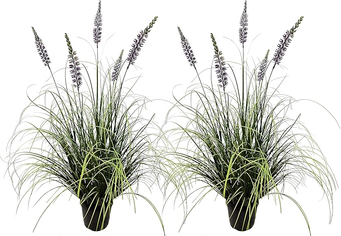Artificial Lavender Plant 35in (2 Pack) - Tall Faux Indoor Home Decorative Plants & Flowers in Pot, Fake House Plant