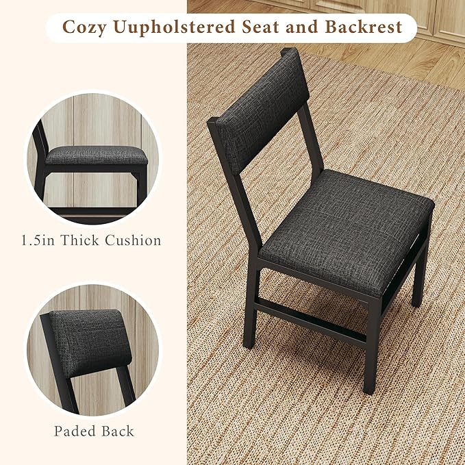 7-Piece Dining Table Set for 4-6, Extendable Kitchen Table Cushion Chairs Set of 6 with 6 Chairs, Rectangle Dining Table with Metal Frame & MDF Board, Folding for Small Apartment Saving Space,Grey Oak