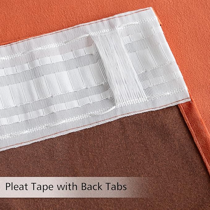 MIULEE Terracotta Velvet Curtains 96 Inches Long 2 Panels- Pinch Pleated Luxury Rust Fall Burnt Orange Window Curtains for Bedroom Living Room Thermal Insulated Super Soft Drapes Back Tab Decor