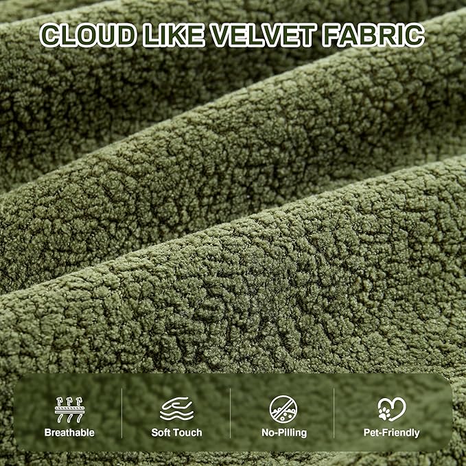 Chaise Lounge Chair Indoor, 67" Oversized Comfy Cloud Velvet Sleeper Sofa Bed, Boneless Upholstered Recliner Bed with Pillows and Wide Armrests, Modern Cloud Couch for Living Room, Green