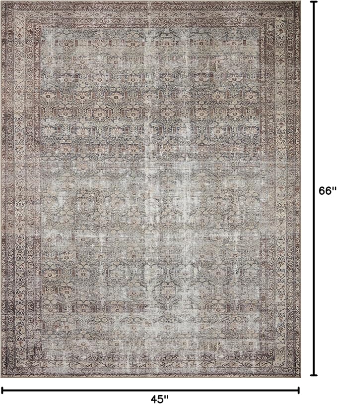 Loloi Amber Lewis Georgie Collection GER-10 Moss/Bark 3'-9" x 5'-6", .19" Pile Height, Accent Rug