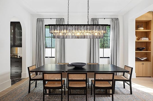 Wellmet Crystal Chandelier 47 inch, 11-Light Modern Smoke Grey Rectangular Crystal Chandelier Ceiling Hanging, Linear Chandeliers Light Fixture for Living Room, Dining Room, Bedroom, Kitchen Island