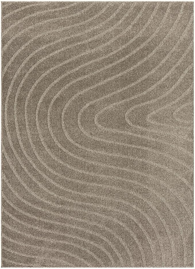 LUXE WEAVERS Modern Geometric Wave Taupe 4x6 Area Rug