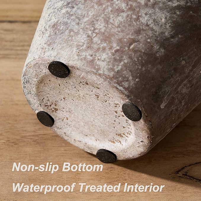 9.3 Inch Antique Ceramic Vase, Terracotta Vase with Handle, Tuscan Decor Farmhouse Decorative Vase, Rustic Vase for Home Decor, Living Room, Entryway, Wedding - Distressed Design, Gray