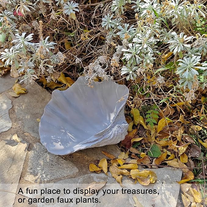 Medium Grey Scalloped Clam Shell Bowl Sea Shell Decor for Nautical Beach House,Coastal Decor Gift of Housewarming and Wedding Party