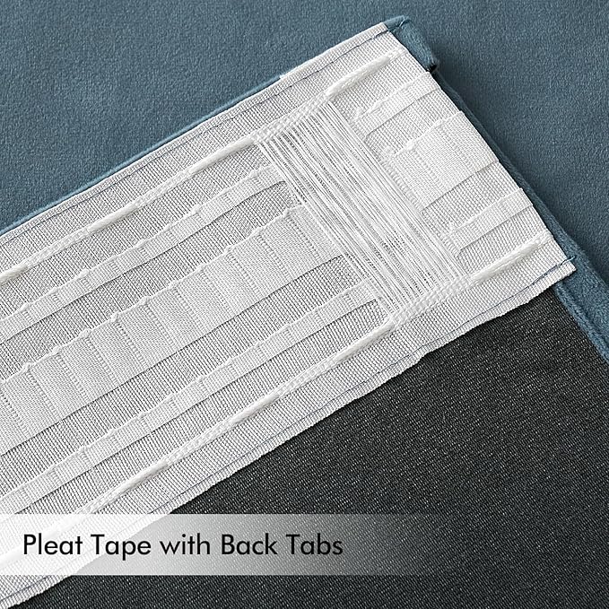 MIULEE Stone Blue Velvet Curtains 84 inches Long 2 Panels - Luxury Pinch Pleated Room Darkening Window Drapes for Bedroom Living Room Thermal Insulated Super Soft, Back Tab Rod Pocket Light Blue