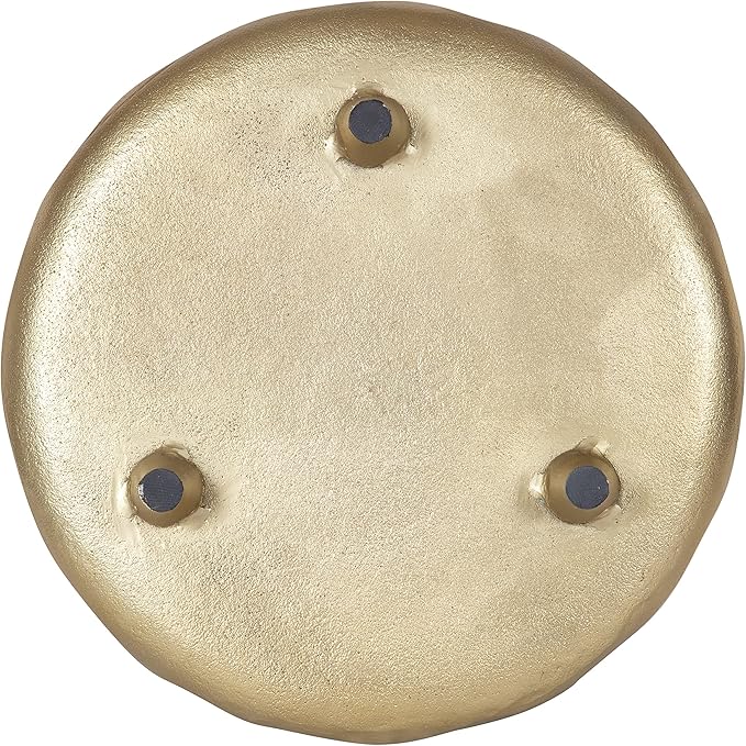 Kate and Laurel Alessia Modern Decorative Scalloped Round Footed Metal Tray; 16 Inch Diameter; Gold; Food-Safe Cast Aluminum Pedestal Transitional Tray with Rough Texture and Deckled Edge