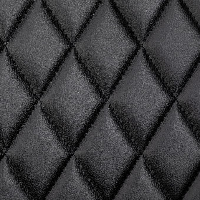 LUNLING Mid Century Modern Faux Leather Dining Chairs Set of 2, Black, Upholstered Seat, Metal Legs, Adjustable Foot for Kitchen Dining Room Desk Chairs