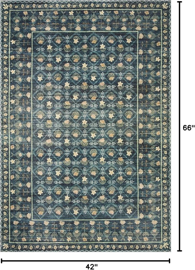 Loloi Rifle Paper Co. Eden Collection EDE-03 Lattice Indigo 3'-6" x 5'-6" Accent Rug