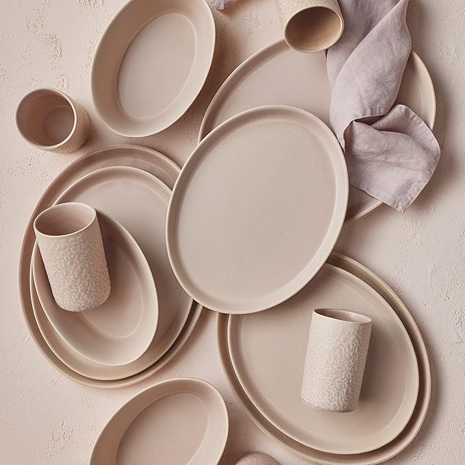 Stone by Mercer Project KATACHI Stoneware 16-Piece Dinnerware Set, Nude
