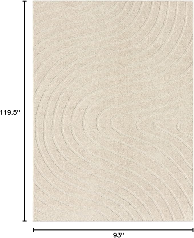 LUXE WEAVERS Modern Geometric Wave Cream 8x10 Area Rug
