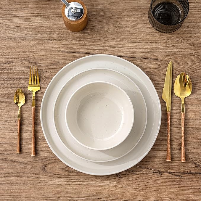 GBHOME Ceramic Dinnerware Sets for 6, 18pcs Stoneware Plates and Bowls Sets, Handmade Chip and Scratch Resistant Dishes Set, Dishwasher & Microwave Safe