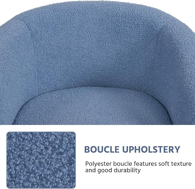 Yaheetech Barrel Chairs, Furry Accent Chairs, Sherpa Chairs with Soft Padded Armrest, Fuzzy Club Chairs for Living Room Bedroom Waiting Room Office, Accent Chairs Set of 2, Blue