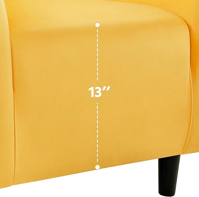 Yaheetech Yellow Chair, Accent Chair for Bedroom, Armchair for Living Room, Velvet Fabric Club Chair with Soft Padded Seat and Sturdy Legs for Bedroom Waiting Room, Yellow