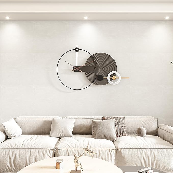 Wall Clock Large 25 Inch - Nordic Style Grey, Silent Non-Ticking Battery Operated Analog Hanging Clock for Living Room Office Bedroom Kitchen Mantel Decor