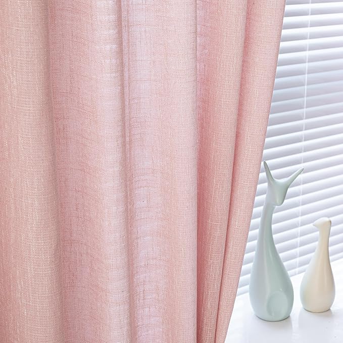 MYSKY HOME Blush Pink Living Room Curtains 2 Panel Sets, Soft Semi Sheers Light Filtering Back Tab Privacy Drapes for Patio Pergola Gazebo Nice Vertical Elegant Style, 50 x 95 Inches, Pink, Set of 2