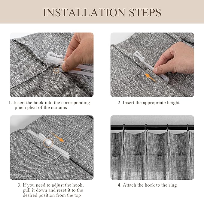 MYSKY HOME Living Room Curtains 96 Inches Long Semi Sheer Light Filtering Privacy Drapes Linen Look Textured Boho Decorative, Pinch Pleated Curtain for Parties, Kids Room 40" x 96", Dark Grey, 2 PCs