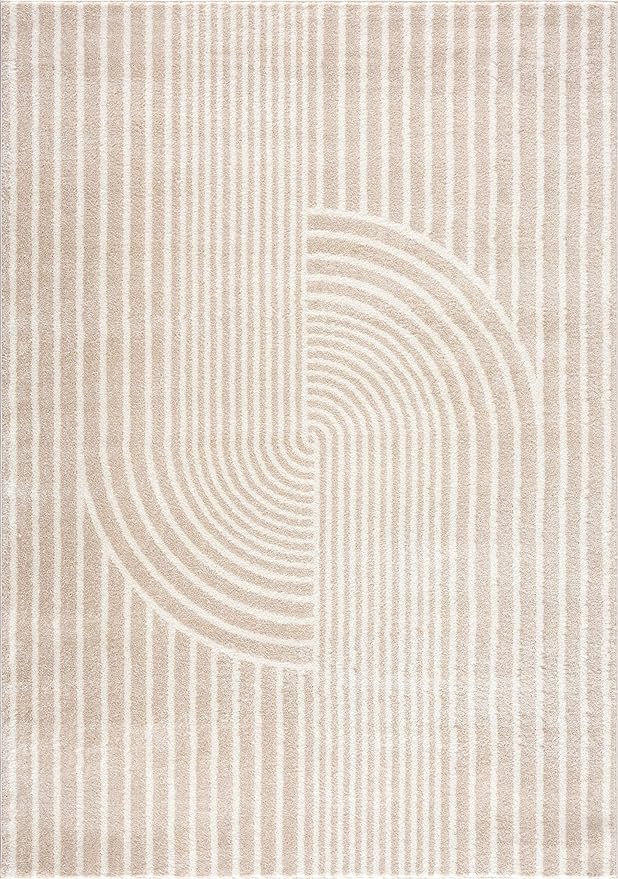 Abani Area Rug for Living Room -Nuevo 4' x 6' Beige Arch Pattern Area Rug, Soft and Durable Living Room Rug, Stain and Fade Resistant, Chic Modern Design, Pet & Kid Friendly