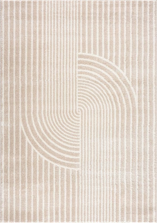 Abani Area Rug for Living Room -Nuevo 6' x 9' Beige Arch Pattern Area Rug, Soft and Durable Living Room Rug, Stain and Fade Resistant, Chic Modern Design, Pet & Kid Friendly