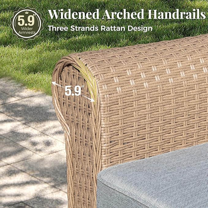 Patio Furniture Set 2 pcs, Wicker Outdoor Patio Furniture, 2 Single Chairs, Rattan Patio Conversation Set for Backyard Deck, Grey