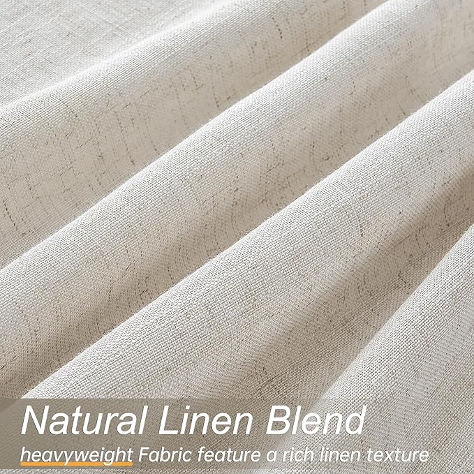 Topfinel Linen Semi Sheer Curtains 90 Inches Long 2 Panels Set Burlap Thick Linen Textured Boho Farmhouse Neutral Curtain Drapes for Living Room Bedroom,90 inch Length,Oatmeal