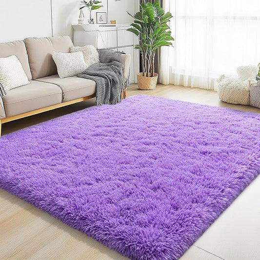 5x7 Area Rugs for Living Room, Purple Fluffy Shaggy Rug Soft Carpets, Rugs for Bedroom Nursery Kids Room Dorm Home Decor Aesthetic