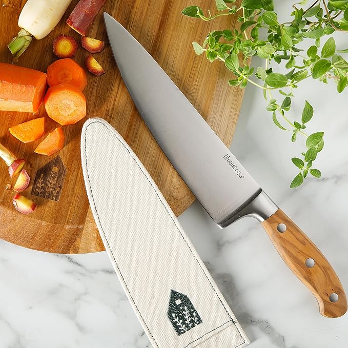 Bloomhouse 8 Inch German Steel Chef Knife W/Italian Olive Wood Forged Handle