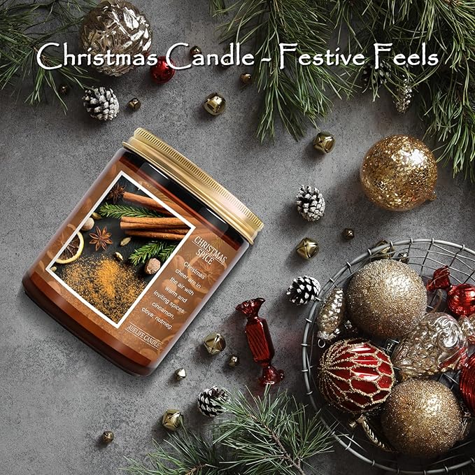 Christmas Spice Soy Candle - 7 oz Aromatherapy Jar Candle - Winter for Women & Men