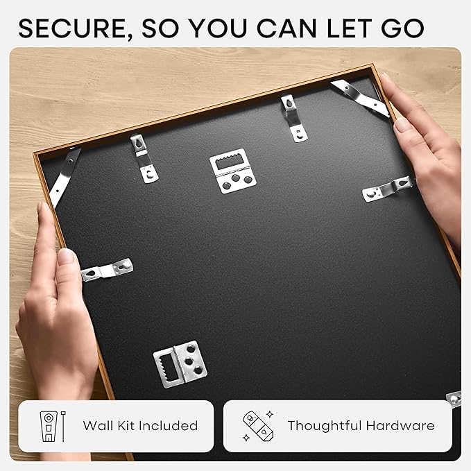 Homeforia Bronze 24x30 Picture Frame, High End Metal Poster Frame with Mat 18x24, Tempered Glass, Wall Hook Included