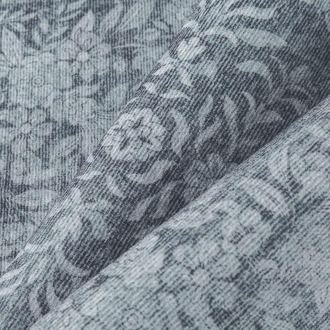 9x12 Area Rug Gray Washable Vintage Distressed Living Room Carpet Large Bedroom Indoor Medallion Floral Non Slip Retro Throw Floor Mat for Office Dining Room Kitchen Bathroom