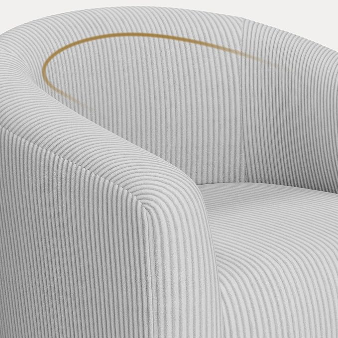 Yaheetech Accent Barrel Chair, Corduroy Fabric Club Chair, Furry Sherpa Elegant Armchair with Cozy Soft Padded for Living Room Bedroom Reception Room Office, Set of 2, Light Gray