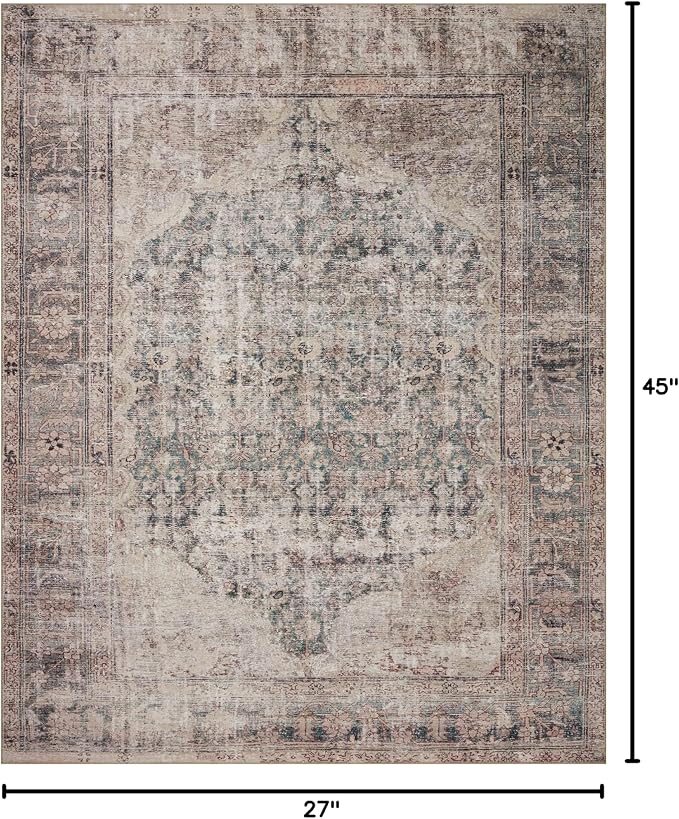 Loloi Amber Lewis Georgie Collection GER-08 Lagoon/Beige 2'-3" x 3'-9", .19" Pile Height, Accent Rug