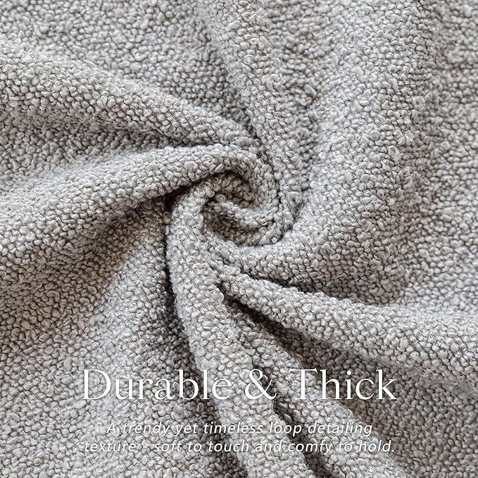 Foindtower Pack of 2, Decorative Textured Boucle Throw Pillow Covers Accent Solid Pillow Cases Cozy Soft Couch Cushion Case for Chair Sofa Bedroom Living Room Home Decor 22 x 22 Inch Neutral Grey