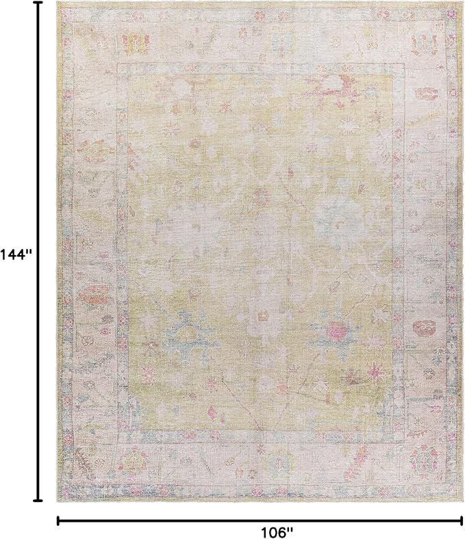 Blush & Light Pink Collection Bozkurt Bohemian Oriental Medallion Area Rug - Traditional Floral Carpet for Living Room, Bedroom - Blush, Pale Pink, Cream, Sage - 8'10" x 12' (9x12)