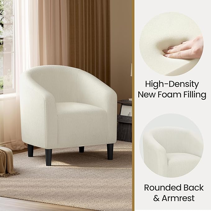 Yaheetech Barrel Chairs, Furry Accent Chairs, Sherpa Chairs with Soft Padded Armrest, Fuzzy Club Chairs for Living Room Bedroom Waiting Room Office, Accent Chairs Set of 2, Beige