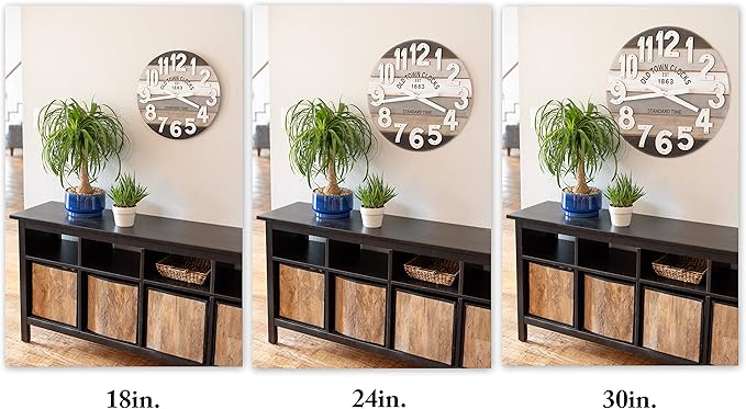 30" Wooden Multi-Color Maritime Coastal Beach Large Number Wall Clock (Gray, 30 inch)