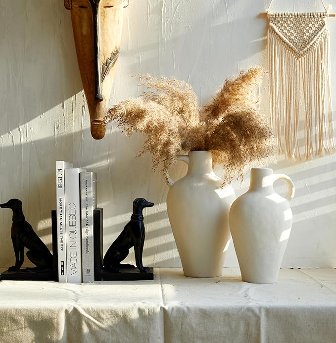 White Ceramic Vase BlossoME 12”H Large Pottery for Flowers Pampas Grass,Boho Modern Rustic Farmhouse Decoration for Livingroom Bedroom Kitchen Entryway Console Table Countertop Shelves