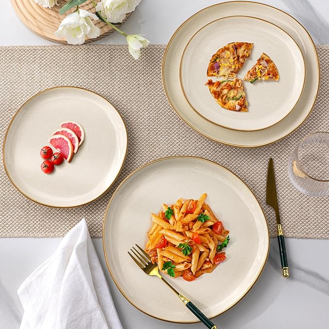 AmorArc Ceramic Dinnerware Sets,Handmade Reactive Glaze Stoneware Plates and Bowls Set,Highly Chip and Crack Resistant | Dishwasher & Microwave Safe Dishes Set,Service for 8 (24pc)